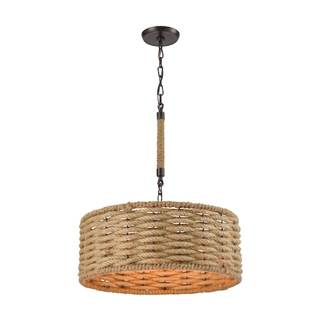 Weaverton 3-Lght Chandelier In Brnz W/Natural Rope-wrapped Shade